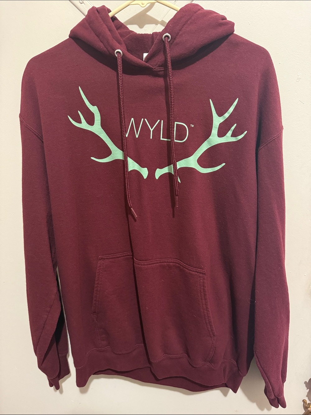 Men's Maroon Hoodie with Antler Graphic
